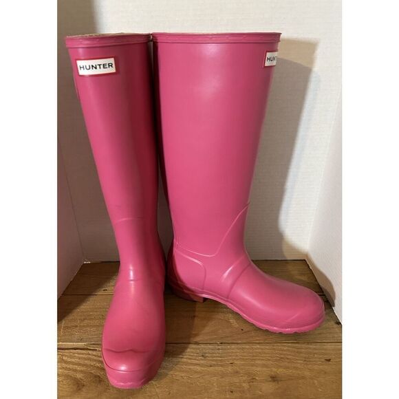 Hunter Original Tall Gloss Rain Boots | Women’s Size 8 | Bright Pink | - Picture 1 of 10